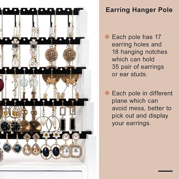 New Earring Organizer, 5 Layer Earring Holder Organizer with Metal Neckl… - Picture 9 of 13
